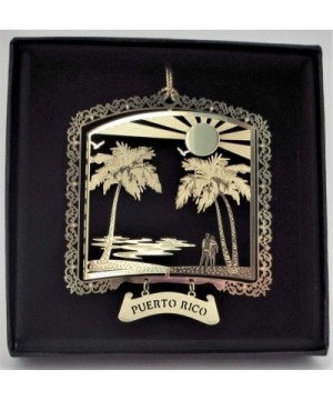 Puerto Rico Brass Ornament Black Leatherette Gift Box - C6186RY7L97 $10.32 Ornaments