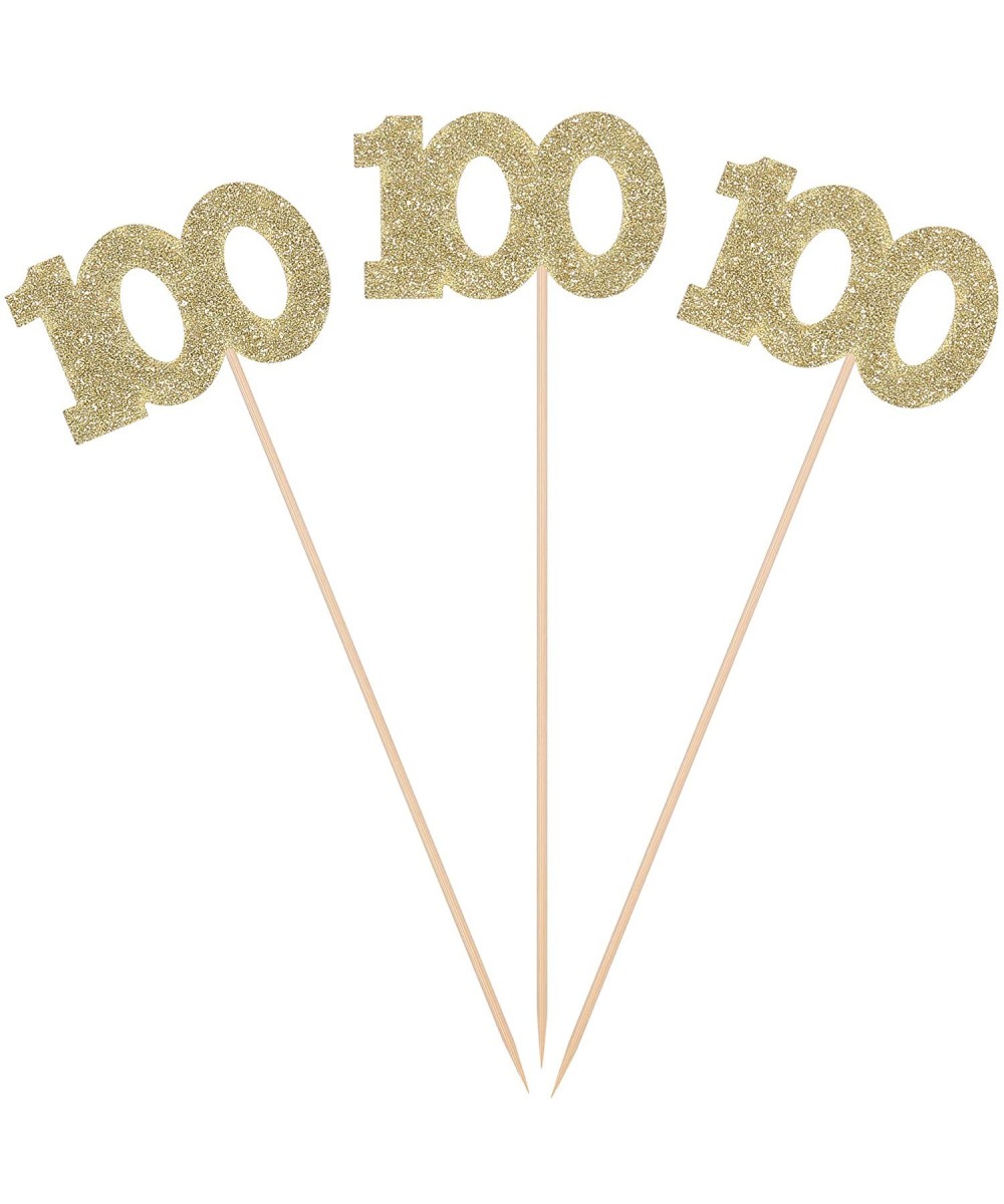 Pack of 10 Gold Glitter 100th Days Centerpiece Sticks Number 100 Table Topper Pary Decorations - CZ19330MYIX $7.12 Centerpieces