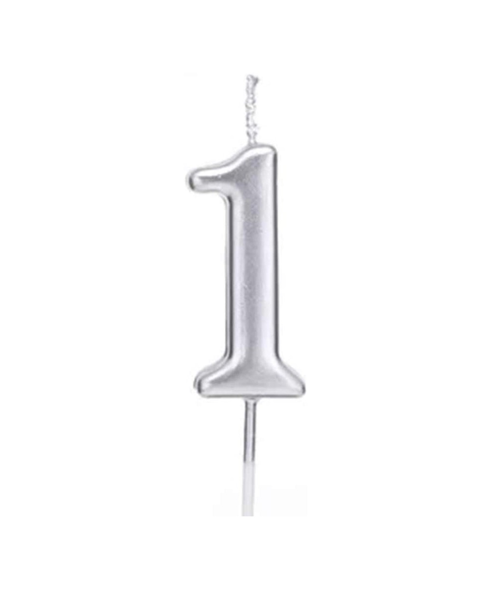 Number 1 Metallic Candle- Silver Number 1 - CY193OMMGXD $4.53 Birthday Candles