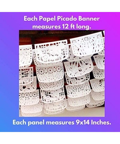 5 pk White Papel Picado- White Fiesta Banner- 60 ft Long Total- Mexican Theme Party Supplies- Mexican Wedding Flags Cinco de ...