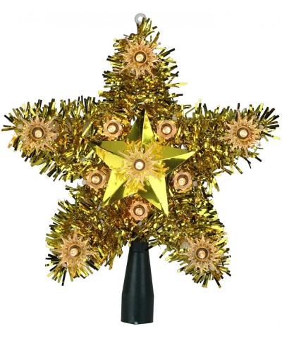 7" Lighted Gold Star Christmas Tree Topper - Clear Lights - CA18XXZRQDR $9.68 Tree Toppers