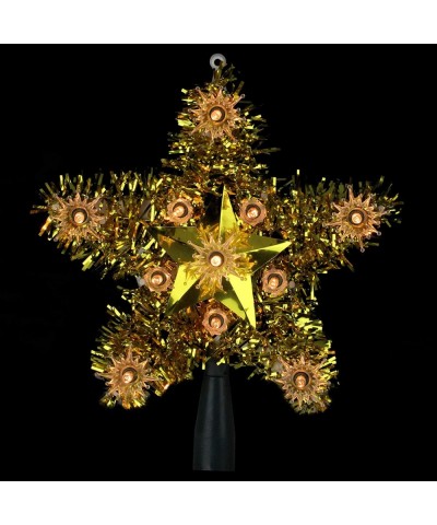 7" Lighted Gold Star Christmas Tree Topper - Clear Lights - CA18XXZRQDR $9.68 Tree Toppers