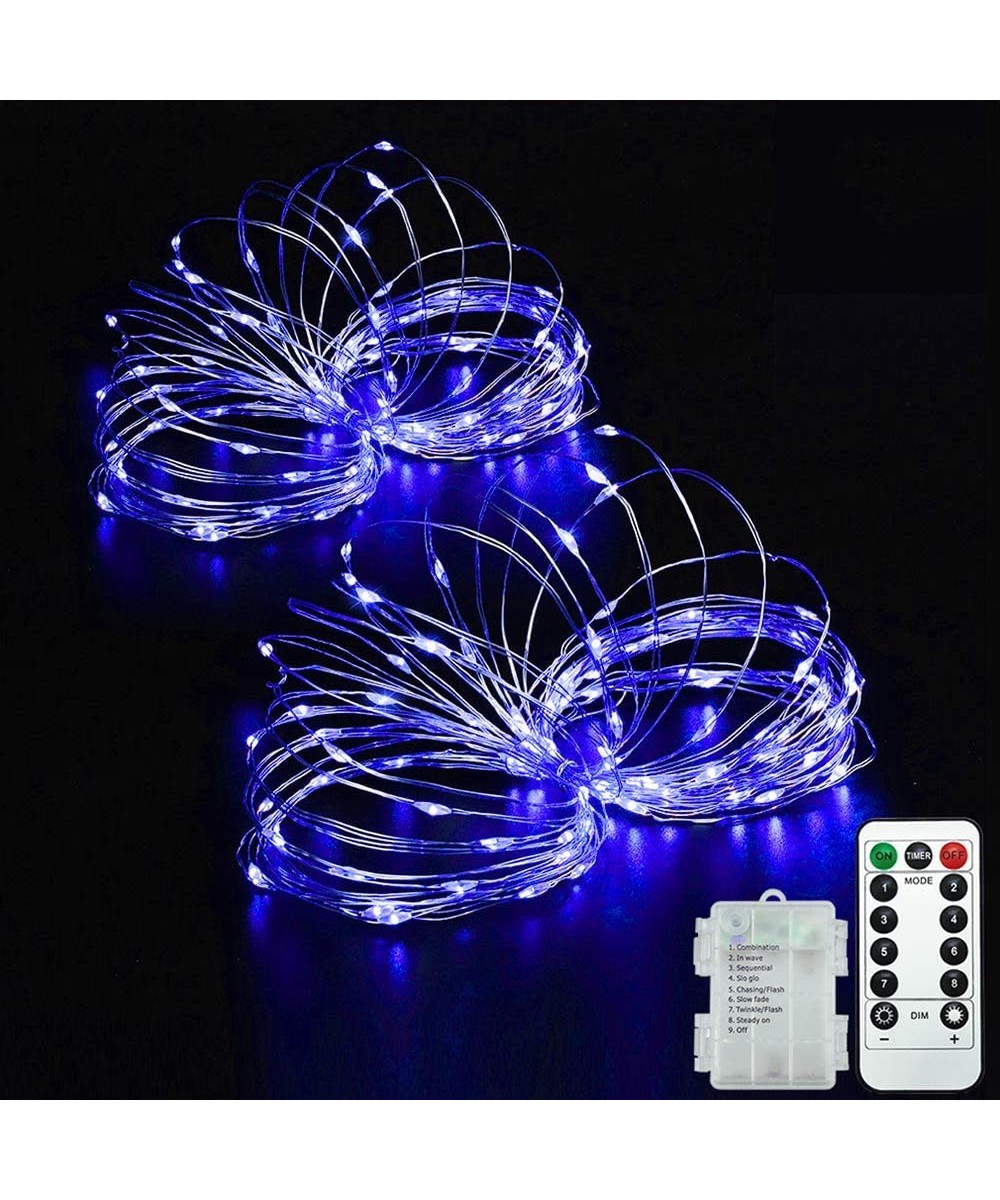 2 Pack 33ft 100 LED Copper String Lights-8 Modes Christmas Fairy Lights with 3AA Battery Remote Timer & Controller Waterproof...