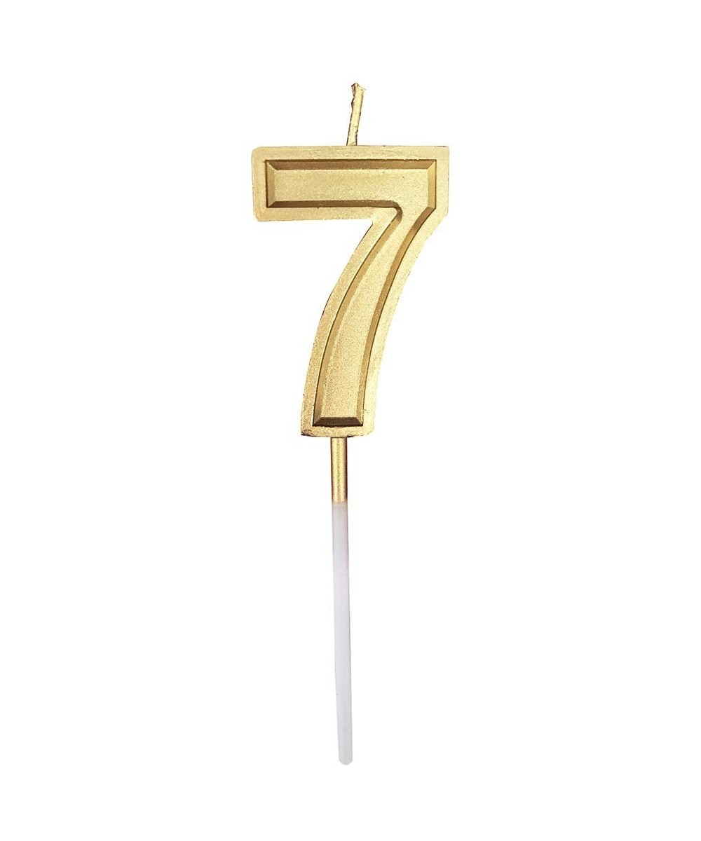 Multicolor Glitter Happy Birthday Numbers Candles Cake Topper Decoration for Adults/Kids Party (Extended gold 7) - Extended G...