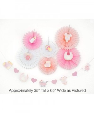 Baby Girl Shower Party Decoration Set (Bunting Banner- Paper Fans- Die Cuts- Cake Topper and Assorted Balloons) - Girl Pink -...