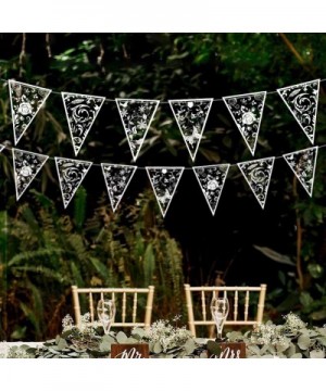 Transparent White Triangle Flag Pennant Flora Banner Kit Flower Leaf Butterfly Printed Bunting Party Hanging Decorations Eleg...