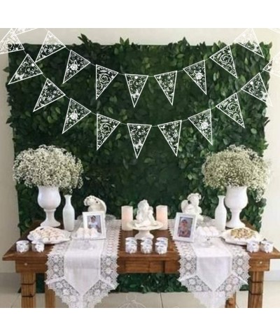 Transparent White Triangle Flag Pennant Flora Banner Kit Flower Leaf Butterfly Printed Bunting Party Hanging Decorations Eleg...