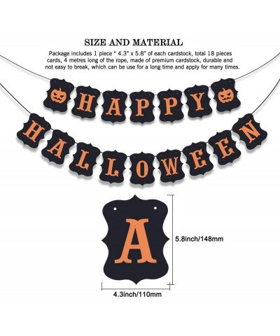 Happy Halloween Banner Bunting with Pumpkin Sign for Halloween Wall Decorations Party Supplies Home Hanging Photo Props - C91...