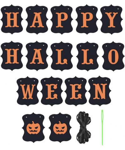 Happy Halloween Banner Bunting with Pumpkin Sign for Halloween Wall Decorations Party Supplies Home Hanging Photo Props - C91...