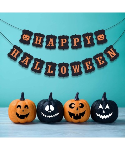 Happy Halloween Banner Bunting with Pumpkin Sign for Halloween Wall Decorations Party Supplies Home Hanging Photo Props - C91...