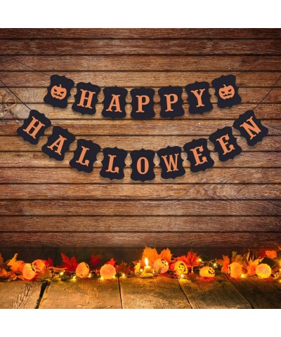 Happy Halloween Banner Bunting with Pumpkin Sign for Halloween Wall Decorations Party Supplies Home Hanging Photo Props - C91...