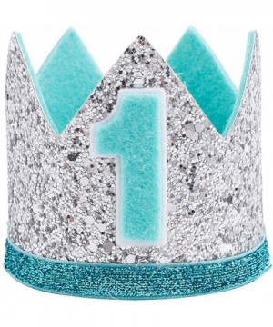 Glitter Baby Boy First Birthday Crown Number 1 Headband Little Prince Princess Cake Smash Photo Prop (Tiny Silver Mint 1) - T...