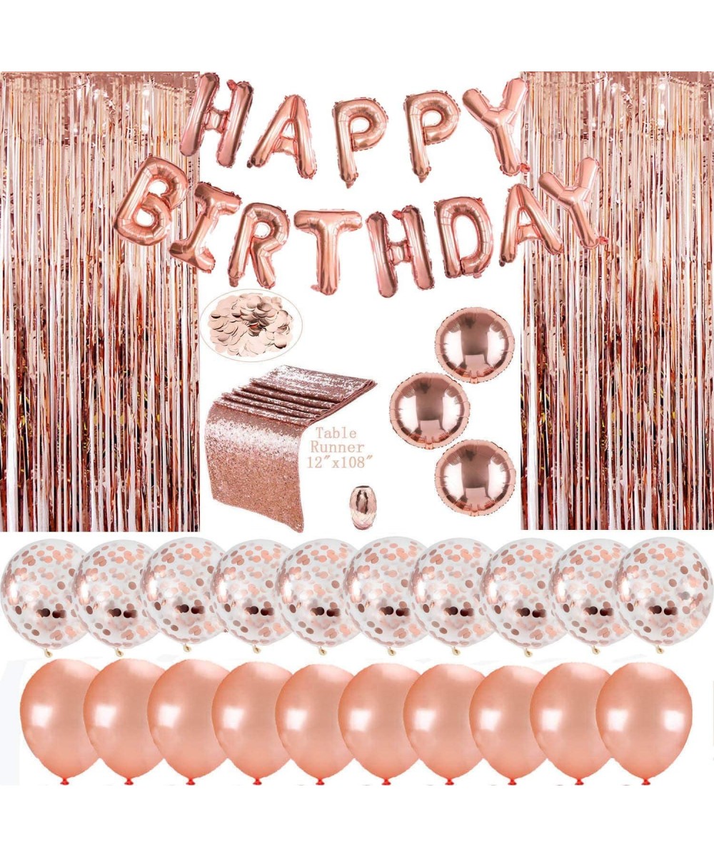 Rose Gold Party Decorations Set (30 Pcs) - 12 in Rose Gold Balloons (Confetti & Solid Latex) - Rose Gold Happy Birthday Ballo...