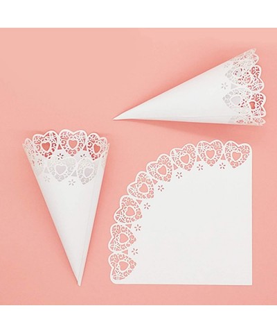 102PCS Wedding Cones- Hollow Confetti Cones Laser Cut Hollow Heart Pattern Confetti Lace Paper Cones Bouquet Candy Gift Boxes...