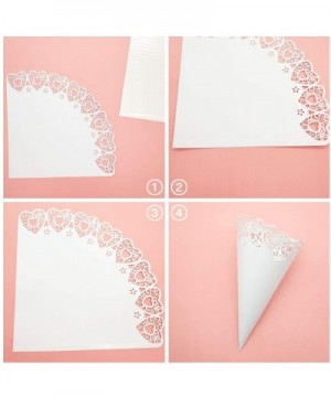102PCS Wedding Cones- Hollow Confetti Cones Laser Cut Hollow Heart Pattern Confetti Lace Paper Cones Bouquet Candy Gift Boxes...