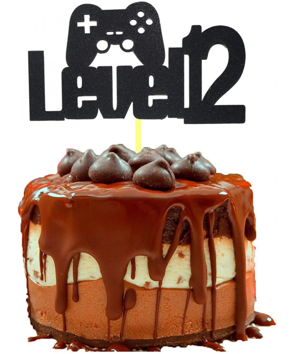 Video Game Level Up 12 Birthday Cake Topper- Glittery Happy 12th Birthday Video Gaming Cake Toppers for 12 Year Old Boy and K...