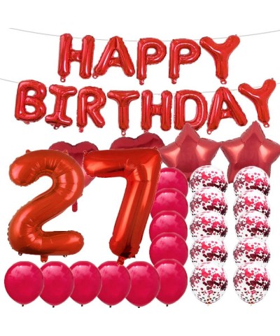 Sweet 27th Birthday Decorations Party Supplies-Red Number 27 Balloons-27th Foil Mylar Balloons Latex Balloon Decoration-Great...