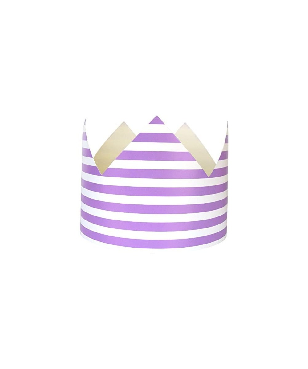 12pc Childrens Paper Crown Hats Queen (Rugby Stripe- Lavender) - Rugby Stripe Lavender - CD12DLDMCTL $6.22 Party Hats