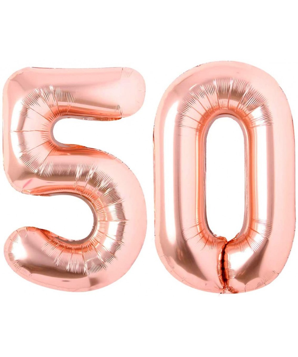 Rose Gold Big Number 50 Birthday Party Balloons 40 Inch Foil Mylar Large Numbers Balloon for 50th Anniversary Celebration Dec...