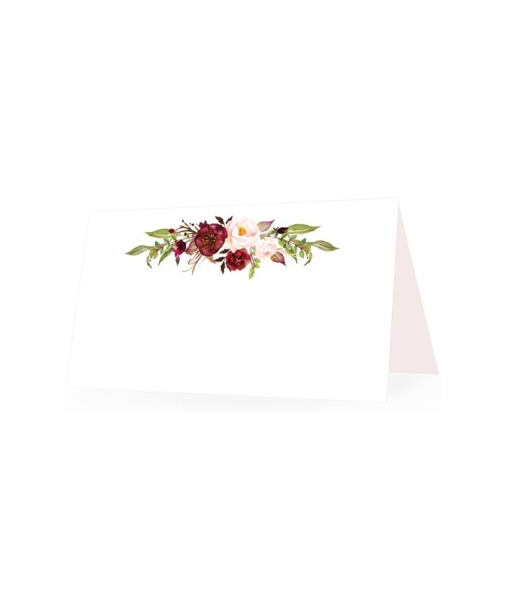 25 Elegant Peonies Floral Tent Table Place Cards for Wedding Thanksgiving Christmas Holiday Easter Catering Buffet Food Sign ...