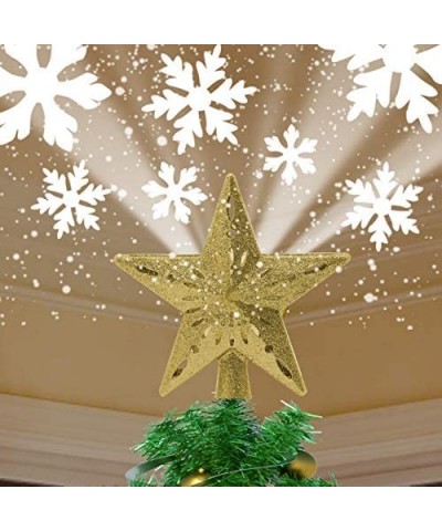 Star Christmas Tree Topper Lighted with Built-in Rotating Magic Ball LED Treetop Projector for Crown Christmas Tree- Xmas/Hol...