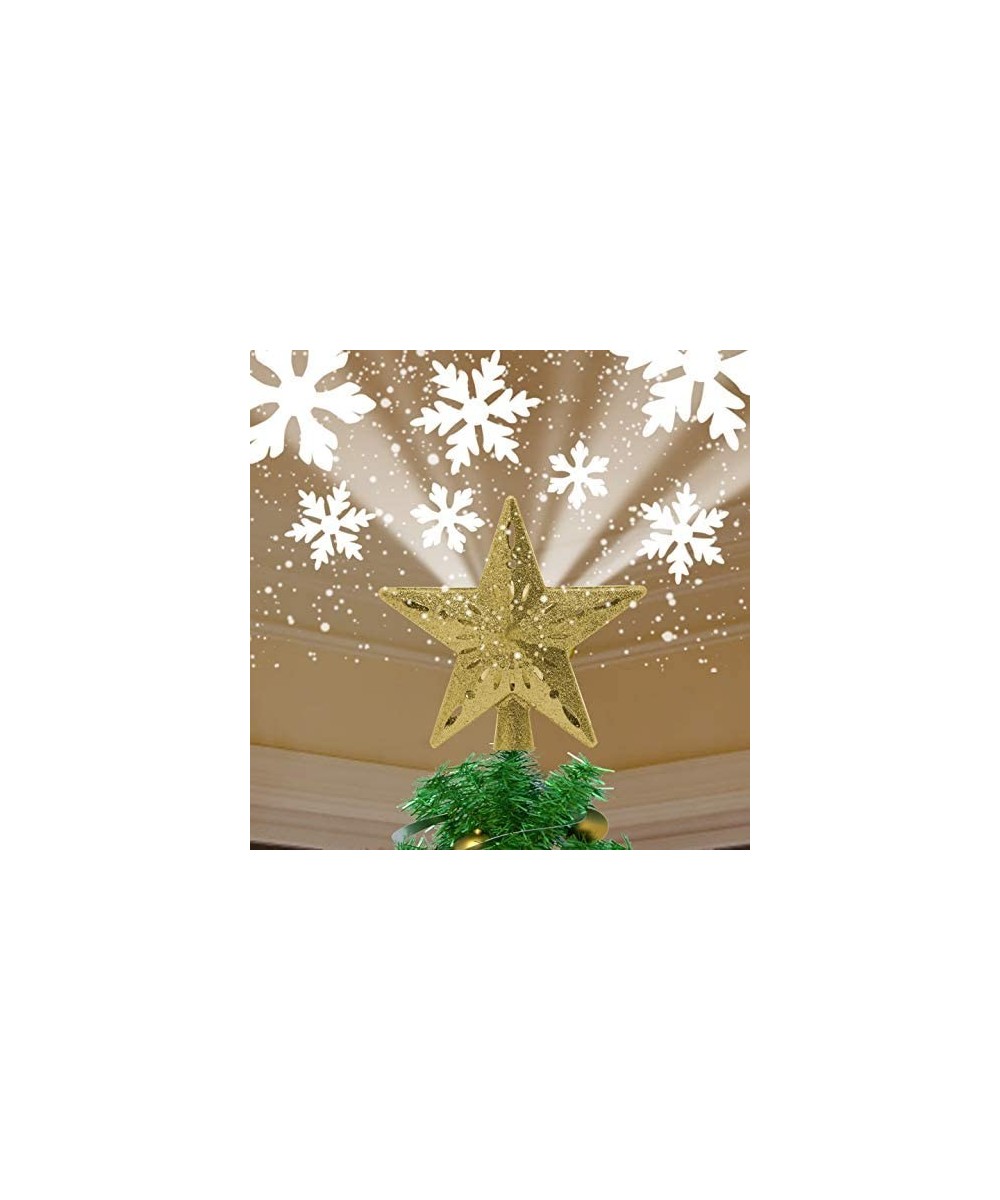 Star Christmas Tree Topper Lighted with Built-in Rotating Magic Ball LED Treetop Projector for Crown Christmas Tree- Xmas/Hol...