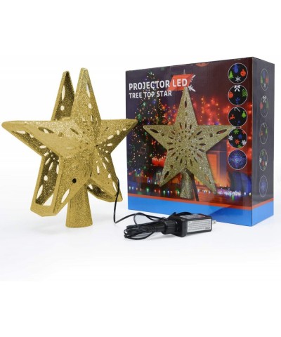 Star Christmas Tree Topper Lighted with Built-in Rotating Magic Ball LED Treetop Projector for Crown Christmas Tree- Xmas/Hol...