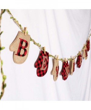Merry Christmas Banner - Burlap and Buffalo Plaid Glove Shaped Be Merry Banner- Hand Made Christmas Decoration for Fire Place...