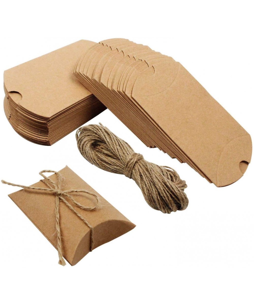 100pcs Kraft Paper Pillow Candy Box for Wedding Party Favor with 100pcs Jute Twine - CH17YE0LN52 $11.94 Favors