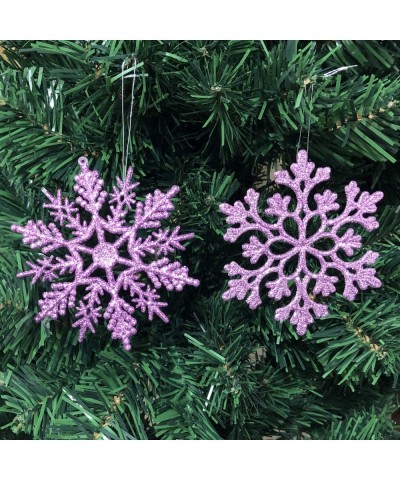 Plastic Christmas Glitter Snowflake Ornaments Christmas Tree Decorations- 4-inch- Set of 36 (Lavender) - Lavender - C11947KKM...