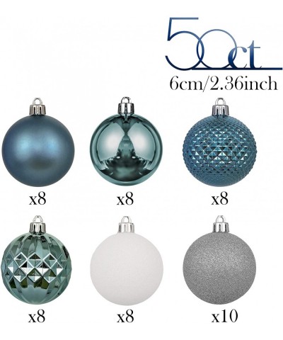 50ct 60mm Winter Land Light Sliver Blue Shatterproof Christmas Ball Ornaments Decoration for Christmas Tree - CJ18DCU934K $20...