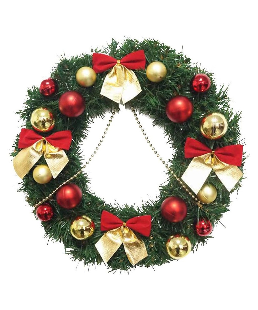Artificial Christmas Wreath- Flocked Decorations-Wintry Pine Garland with Berry-Crestwood Spruce- Bowknot- Bells- Deer- Red B...