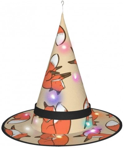 Fox Art Animal Art Cute Led Glowing Christmas Halloween Witch Hat for Party Costume Cosplay Outfit Accessory Daily for Indoor...