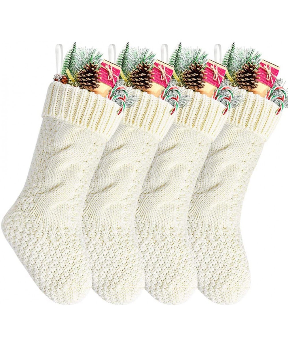 Pack 4-14" Unique Ivory White Knit Christmas Stockings - Ivory - CQ18589SMCD $20.88 Stockings & Holders