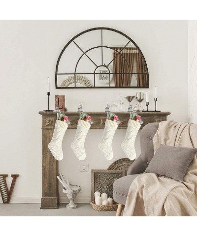 Pack 4-14" Unique Ivory White Knit Christmas Stockings - Ivory - CQ18589SMCD $20.88 Stockings & Holders