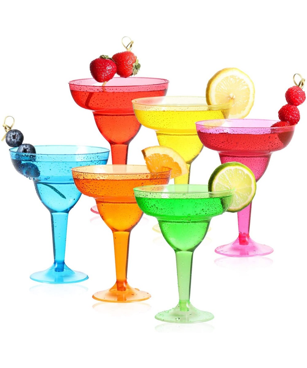 36 Pack Plastic Margarita Glasses Cups 12 oz- Disposable Cinco De Mayo Cup- Fiesta Taco Party Supplies- Neon Cocktail Cups - ...