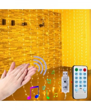 300 LED Window Curtain String Lights- Upgraded USB Powered Fairy String Lights 12 Modes Dimmable Decorative Lights with Sound...