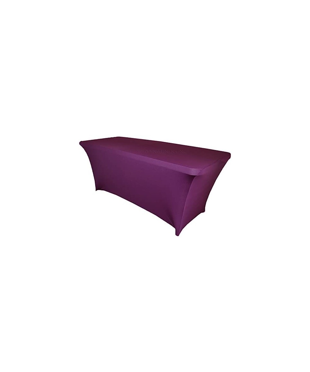 Wholesale (200 GSM) 8 FT Rectangular Spandex Stretch Fitted Table Cover Tablecloths Purple - Purple - CT184YRZHO8 $18.57 Tabl...