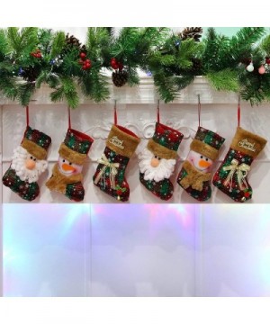 Set of 6 Scottish Christmas Stockings Small Holders Kit Plush Socks Gift Bags for Kids Tartan Decor Home Ornament Holiday Par...