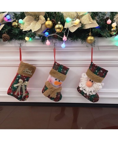 Set of 6 Scottish Christmas Stockings Small Holders Kit Plush Socks Gift Bags for Kids Tartan Decor Home Ornament Holiday Par...