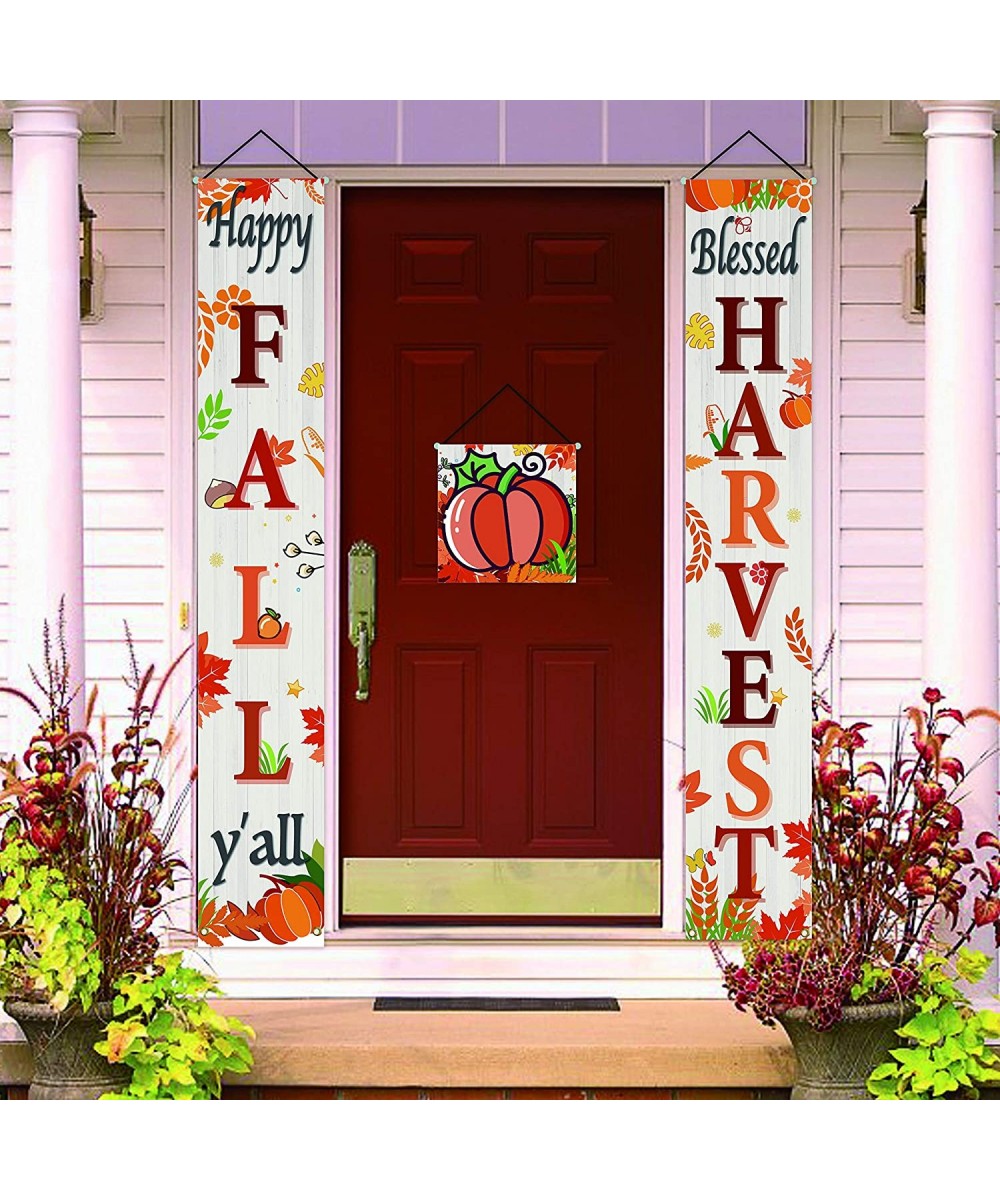 Fall Harvest Hanging Banner Thanksgiving Party Decorations Porch Sign Autumn Vintage Harvest Welcome Hanging Banner for Home ...