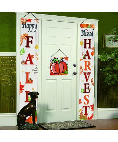 Fall Harvest Hanging Banner Thanksgiving Party Decorations Porch Sign Autumn Vintage Harvest Welcome Hanging Banner for Home ...