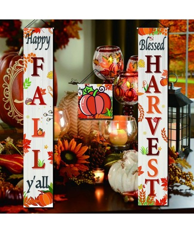 Fall Harvest Hanging Banner Thanksgiving Party Decorations Porch Sign Autumn Vintage Harvest Welcome Hanging Banner for Home ...