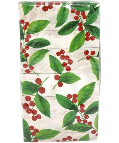 2-ply Guest Towels Buffet Hostess Paper Napkins- 20-Count- Christmas Winter Theme (Poinsettia Leaves Berries) - Poinsettia Le...