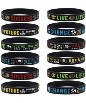 (12-Pack) Graduation Inspirational Quote Bracelets- Variety Pack - Wholesale Bulk Silicone Rubber Wristbands for Graduation P...