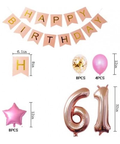 61st Birthday Decorations Party Supplies Happy 61st Birthday Confetti Balloons Banner and 61 Number Sets for 61 Years Old Par...