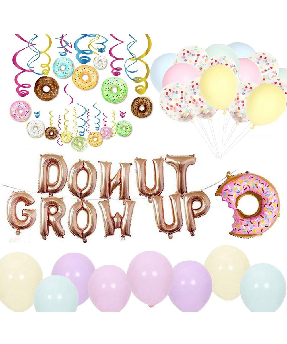 Donut Grow Up Balloons Donut Party Supplies- 62 Pcs Donut Grow Up Balloons Banner Party Decoration Set Party Supply- Colorful...