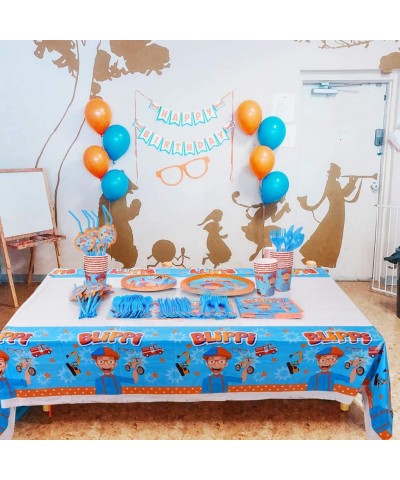 131pcs For Blippi Party Supplies Kit - Blippi Party Favors Birthday Party Decoration Table Cover Plates Cups Napkins Straws U...