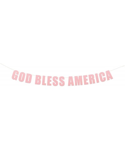 God Bless America Banner - 4th of July Signs- Patriotic Decorations- American USA Banners Sign (Rose Pink Metallic) - Rose Pi...