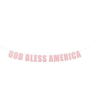 God Bless America Banner - 4th of July Signs- Patriotic Decorations- American USA Banners Sign (Rose Pink Metallic) - Rose Pi...